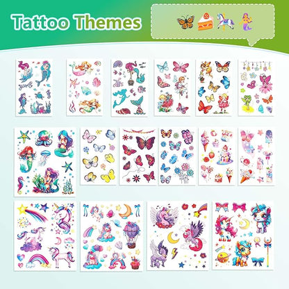 150+ Kids Glitter Temporary Tattoos for Girls – Individually Wrapped Party Favors, Waterproof Tattoo Stickers – Mermaid, Unicorn, Fairy, Butterfly Birthday Pinata Stuffers