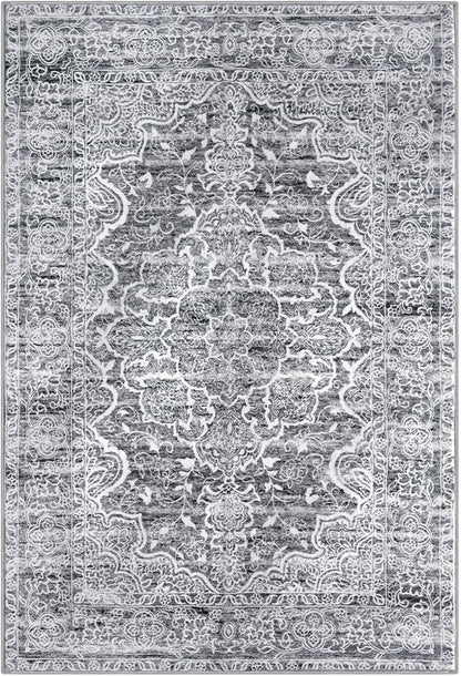 KUTA Vintage Rugs for Entryway Indoor Non-Slip Grey Blue White Washable Rug 2x3 Vintage Floral Soft Printed Doormat Small Accent Farmhouse Kitchen Throw Carpet for Entrance and Bedroom