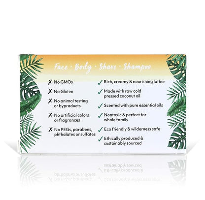 Coco Fiji Soap Bar for Face and Body Infused With Organic Coconut Oil, Grapefruit, Essential Oil, Natural Soap for Moisturizing & Pore Purifying Skin, 7 oz,Pack of 2