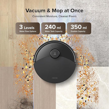 roborock Q10 X5+ Robot Vacuum and Mop, Self-Emptying, Hands-Free Cleaning for up to 7-10 Weeks, 10,000Pa Suction, Obstacle Avoidance, LiDAR Navigation, No-Go Zones, Black