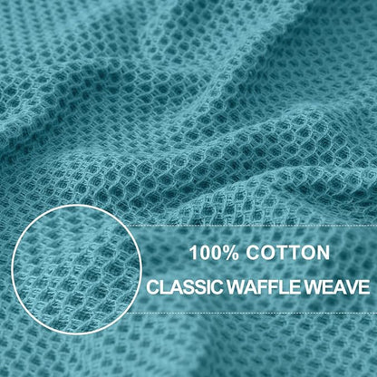 Homaxy 100% Cotton Waffle Weave Kitchen Dish Cloths, Ultra Soft Absorbent Quick Drying Dish Towels, 12 x 12 Inches, 6-Pack, Lake Blue