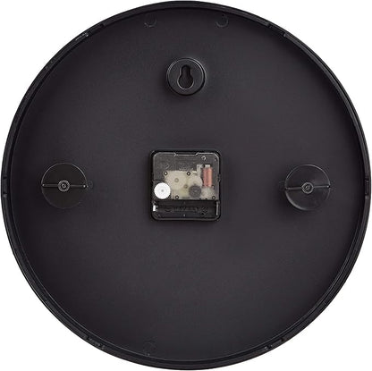 Amazon Basics Classic 12", Easy to Read, Silent Non Ticking, Battery Operated, Round Wall Clock, Black