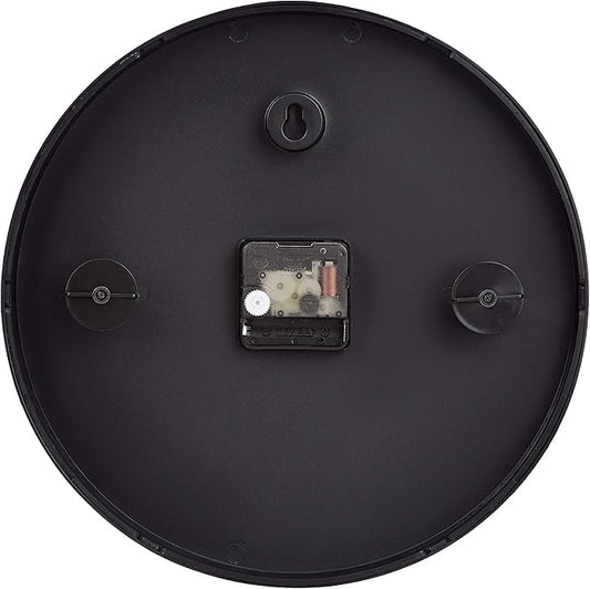 Amazon Basics Classic 12", Easy to Read, Silent Non Ticking, Battery Operated, Round Wall Clock, Black