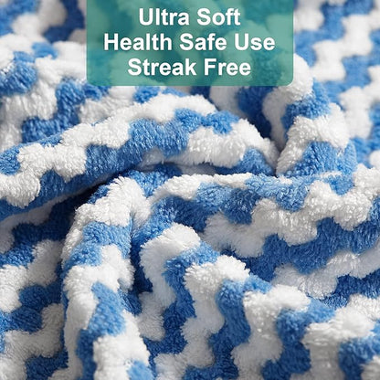 JOYMOOP Microfiber Cleaning Cloth, 5 PCS Kitchen Towels(10" x 10"), Absorbent Streak Free Lint Cleaning Cloths, Reusable and Washable Dish Rags with 12" and 10" Lazy Susan Organizer