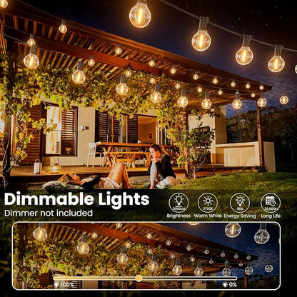 RTTY Outdoor String Lights 150ft, G40 Led Patio Lights with 75pcs Plastic Globe Bulbs,Shatterproof Waterproof Connectable Hanging for Porch Cafe Bistro Backyard Gazebo Balcony Deck Party