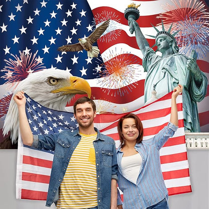 Independence Day Backdrop,7x5FT 4th of July Backdrop American Flag Background USA Flag Portrait Banner Patriotic Veterans Party Decor Supplies