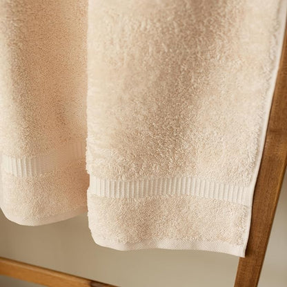 SALBAKOS 100% Turkish Cotton Bath Towel Set of 4 27x54 inch | Heirloom Quality | Hotel & Spa Collection | Ultra Soft, Super Absorbent, Long Lasting Bath Towels | Made in Turkey (Taupe, 4 Bath Towels)