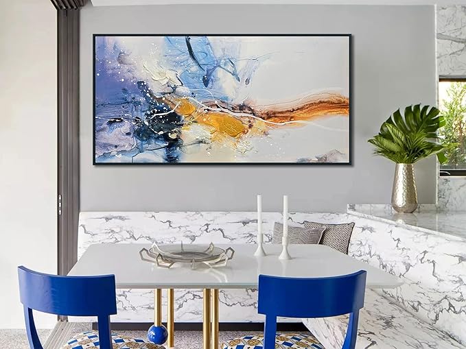 Ardemy Large Abstract Wall Art Canvas for Living Room Modern Framed Textured Painting Picture Wall Decor Bedroom Artwork Home Office Kitchen Dining Room Black Wood 40"x20"