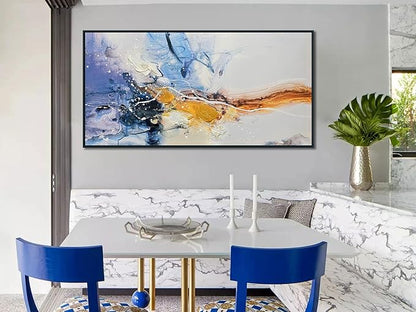Ardemy Large Abstract Wall Art Canvas for Living Room Modern Framed Textured Painting Picture Wall Decor Bedroom Artwork Home Office Kitchen Dining Room Black Wood 40"x20"