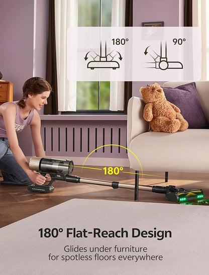 Ultenic Cordless Vacuum Cleaner, 550W 50KPA 65Mins, Stick Vacuum Cordless Rechargeable with Touch Screen, Self-Standing, 180° Lay-Flat, Anti-Tangle Handheld Vacuum Cleaners for Home/Pet Hair/Carpets