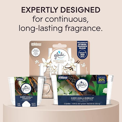 Glade Sheer Vanilla Embrace, Fragrance Candle Infused with Essential Oils, Air Freshener Candle, 3-Wick Candle, 6.8 Oz, 3 Count