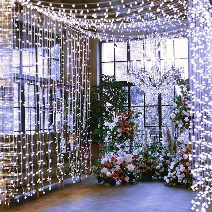 JMEXSUSS 168FT 600 LED White String Lights Outdoor Waterproof with Remote Indoor Christmas String Lights Cool White Christmas Tree Lights Plug in for Room Wedding Holiday Christmas Decorations
