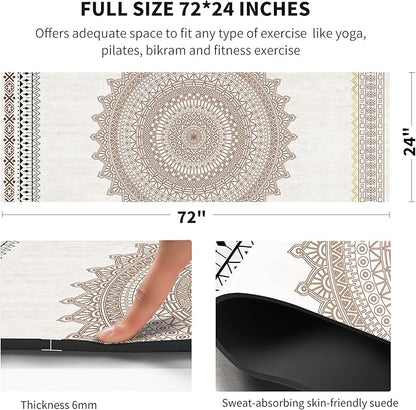 nuveti Yoga Mat Print Extra Thick TPE Non Slip Fitness Exercise Mat with Carrying Bag,72"x24" Extra Thick 6MM Exercise & Workout Mat for Yoga, Pilates Fitness and Floor Exercises