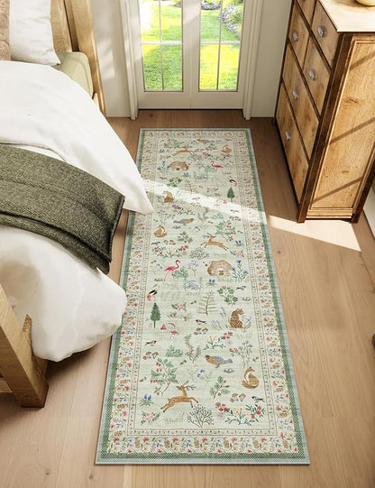 Machine Washable Kitchen Runner Rug: 2'x6' Hallway Rug Non Slip Low Pile Stain Resistant Soft Carpet Runners for Entryway Hallways Kitchen Laundry Room Beside Bedroom Farmhouse