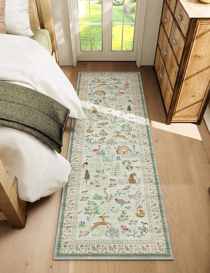 Machine Washable Kitchen Runner Rugs: 2'6"x8' Hallway Runner Non Slip Low Pile Stain Resistant Soft Carpet Runner Rugs for Bedroom Hallway Indoor Entryway Kitchen Laundry Room Beside Farmhouse