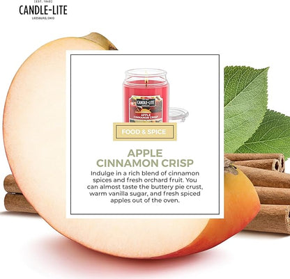 Candle-lite Fall Scented Candles, Apple Cinnamon Crisp, 18 oz Jar, Proudly Poured in The USA, Aromatherapy Candle, Single-Wick with 110 Hours of Burn Time, Perfect for Creating an Inviting Ambiance