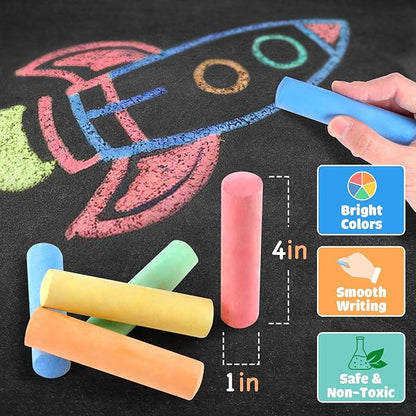 240PCS Washable Sidewalk Chalks Kids: 48 Packs in 5 Colors Sidewalk Chalk, Jumbo Chalk Set, Non-Toxic Dustless Colored Giant Box Chalkboard Chalk for Toddlers Outdoor Art, Classroom, Party Favors