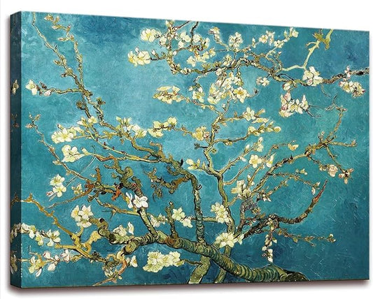 OKEXCKK Almond Blossom by Vincent Van Gogh Canvas Wall Art Large Modern Floral Painting Print Decor Famous Flowers Artwork Pictures for Bedroom Living Room Home Decoration 24"x36"