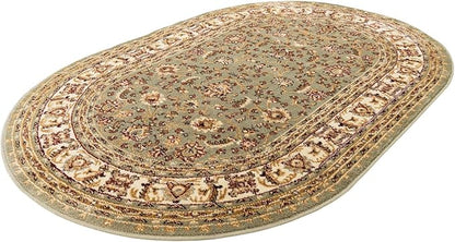 Rugs.com Aditi Collection Rug – 4x6 Oval Green Medium-Pile Rug Perfect for Living Rooms, Large Dining Rooms, Open Floorplans