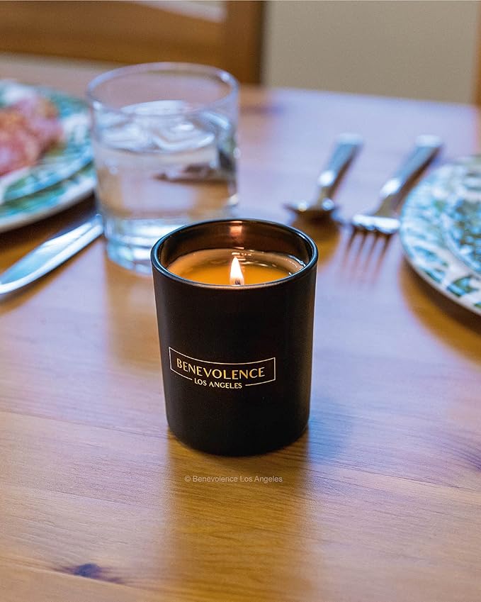Benevolence LA Clearance Candles Bergamot & Jasmine Scented Candle | Soy Black Candle for Home | Gifts for Women and Men | Home Fragrance | Aromatherapy | 6oz