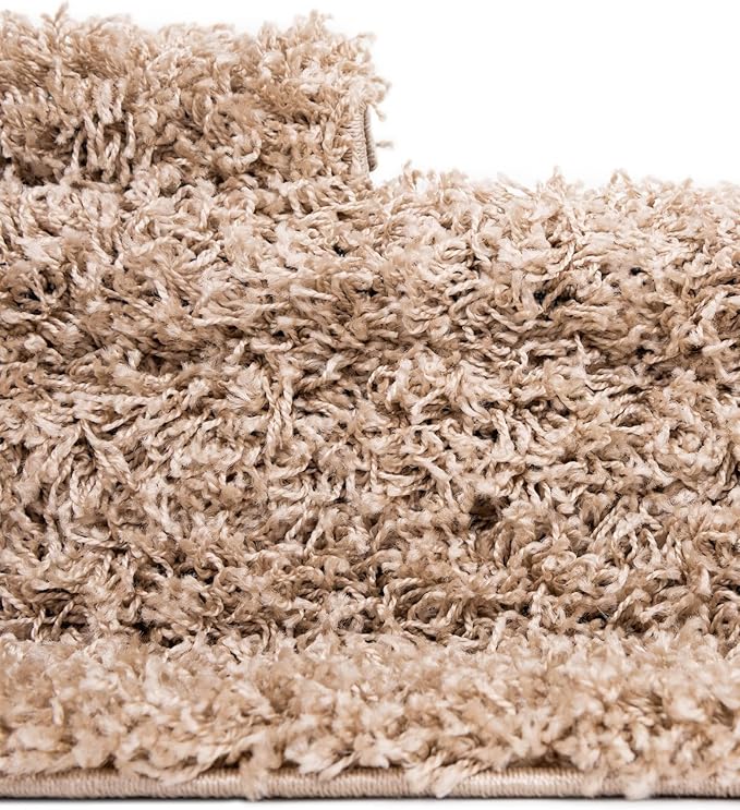 Unique Loom Solid Shag Collection Area Rug (5' 3" Round, Taupe)