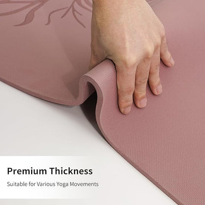 HAHE Yoga Mat Thick (8MM,1/3"), Eco-Friendly POE Non Slip Yoga Mat, High Rebound & Shock Absorption, Anti-Tear & Sweat-Resistant for Yoga, Fitness, Home, Workouts, Large Pilates Mats 72"x24" with Carrying Strap