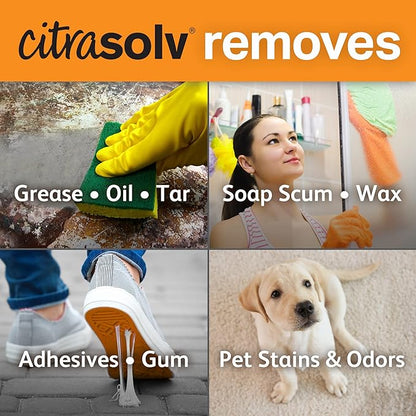 Citra Solv Concentrated Household Cleaner & Degreaser -Valencia Orange Scent 8 fl oz Safe, Effective, and Versatile Cleaning Solution, Natural Ingredients Non Toxic,Biodegradable, Made in USA 6PK