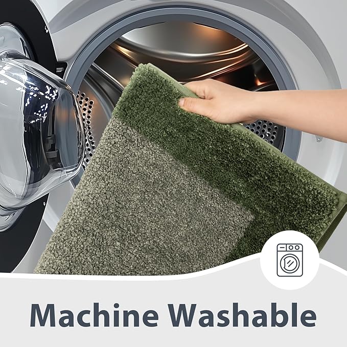 Bathroom Rugs 20" x 30", Non-Slip Extra Soft Absorbent Bath Rugs, Machine Washable Quick Dry Bath Mats for Bathroom Floor, Shower, Bathtub and Sink, Sage Green & Budding Green