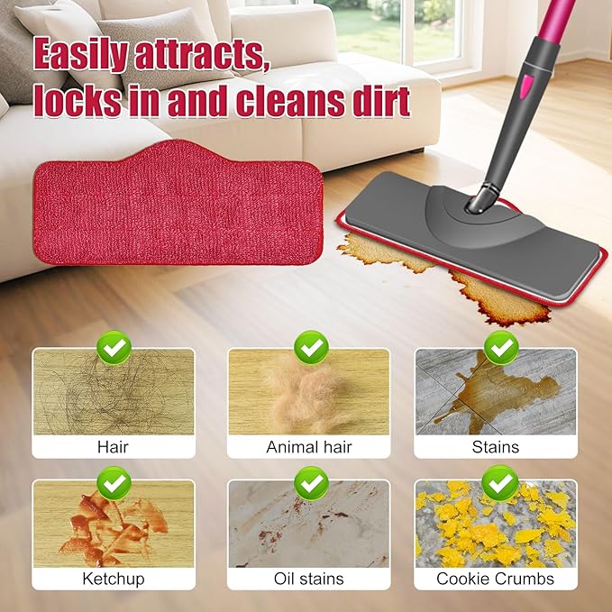 Steam Mop Pads for Schenley, 6-Pack Microfiber Pads for Schenley Steam Mop 7 in 1, Machine Washable Reusable Replacement Mop Pads Compatible with Schenley Steam Mop Cleaner