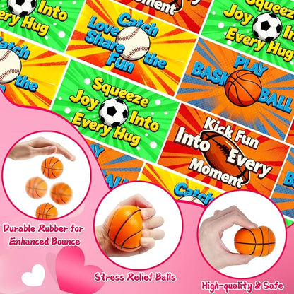24 Pack Sports Stress Balls Valentines Day Cards For Kids School Classroom Exchange Valentine Day Gift Football Soccer Baseball Basketball Party Favors Supplies For Boys Girls Valentine Exchange Cards