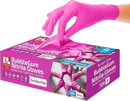 4 Mil – Fuchsia Pink Nitrile Gloves – Disposable Latex Free & Powder Free– Chemical Resistant, Pink Rubber Gloves