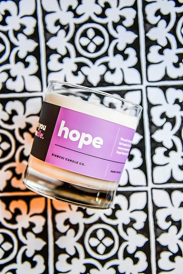 Hope, Inspirational 8oz Highly Scented Candle, Soy, Made in USA, Great Message, Pure Essential Oils, Perfect Gift, Aromatherapy, 100% Pure, Vanilla and Sandalwood