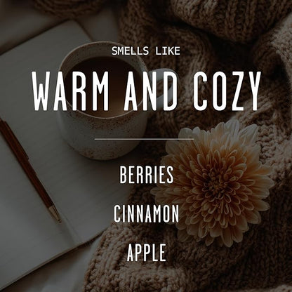 Christmas Candles, Fall Candles, Warm and Cozy' Soy Candle I Berries, Apple & Cinnamon I Infused w/Essential Oils I Warm n Cozy Home Decor I Winter and Holiday Candle I 50Hr Burn I USA Made