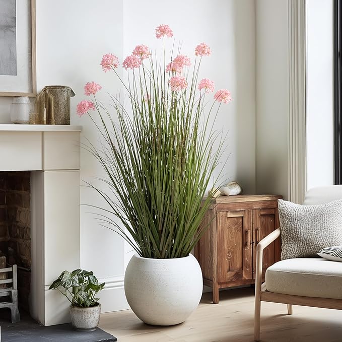 48in Lifelike Artificial Tall Grass Plant with 12 Lifelike Dandelion Flower and Non-Toxic,odorless Fake Tall Frass Plant Fake Plants for Indoor Decoration,Home Decor