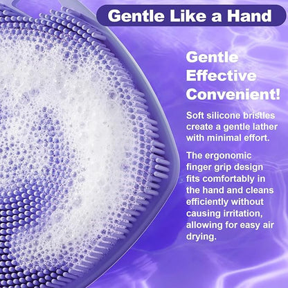 2 Pack Face Scrubbers, Silicone Face Scrubber Soft Bristles, Gentle Lather, Exfoliating & Deep Cleaning for Sensitive Skin, Giant Suction Cup Stick Securely, Easy to Store (Purple)