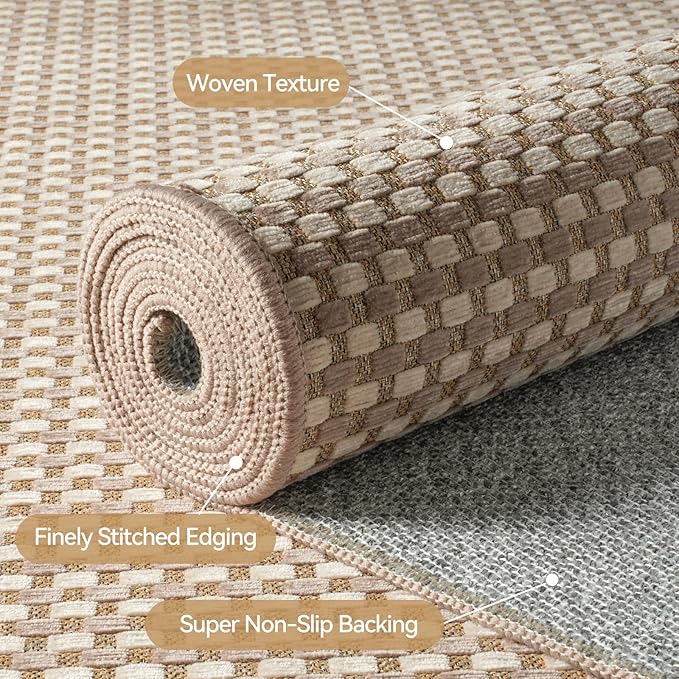 Boho 2x8 ft Runners for Hallways Extra Long Woven Washable Kitchen Runner Mat Rugs Non Slip, Soft Entryway Laundry Hall Floor Runner Carpet for Indoor Backdoor Bedroom Hallway Living Room, Brown