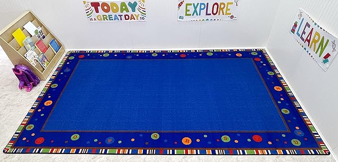 ABC Dots School Rug, 7'6" x 12' Rectangle, Multicolored, Educational Classroom Rug, Kids Learning Play Mat | Area Rug for Bedroom or Playroom