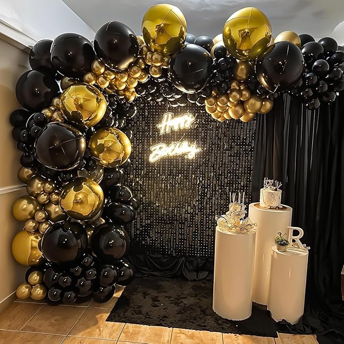 12Pcs Gold Round Foil Balloons, 22" 15" 10" 4D Ball Balloons, Metallic Gold Foil Balloon for Birthday Graduation Wedding Anniversary New Year Eve Disco Party Backdrop Decorations