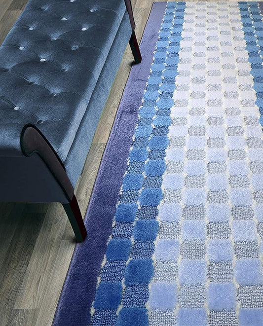 11 ft Non-Slip Blue Hallway Kitchen Runner Rug, 2'2" X 11' Washable Carpet - Rubber Backed, Custom Size Floor Mat for Stairs Bedroom Bathroom Entryway, Flexible Length Options