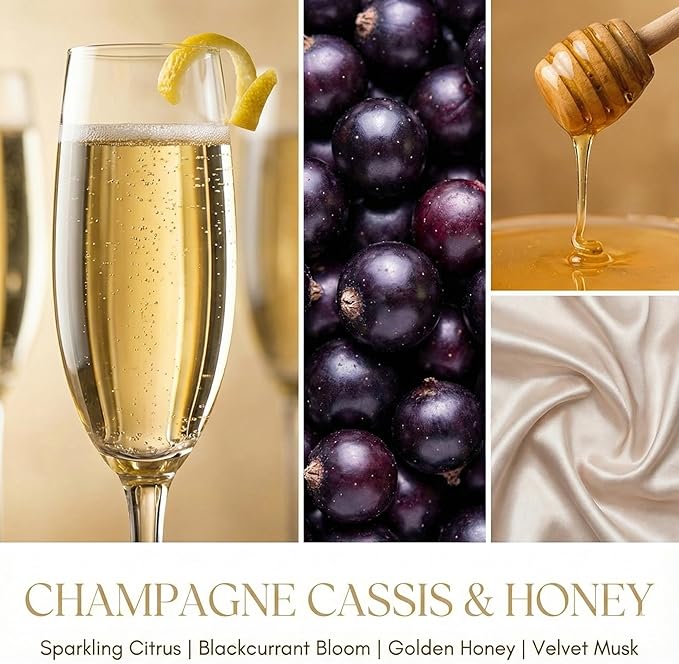 4EVER Scented Candles | 4-Wick 18oz Soy Wax Candle | Up to 50Hrs Clean Burn | Aromatherapy Candles for Home Scented | Gifts for Women & Mom, Champagne Cassis & Honey