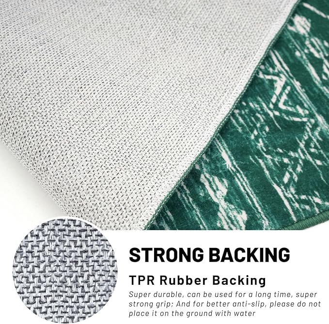 KUTA Christmas Washable Hallway Runner Rug, 2x6 Non-Slip Vintage Boho Rugs Kitchen Runners Green Ultra Soft Distressed Geometric Floor Carpet for Bedroom Laundry Living Room