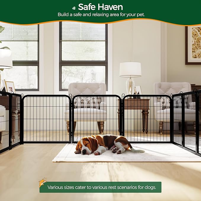 Yaheetech Dog Playpen Outdoor, 24 inch 8 Panels Dog Pen Indoor Heavy Duty Puppy Exercise Pen Metal Pet Fence for RV Camping/Yard/Garden