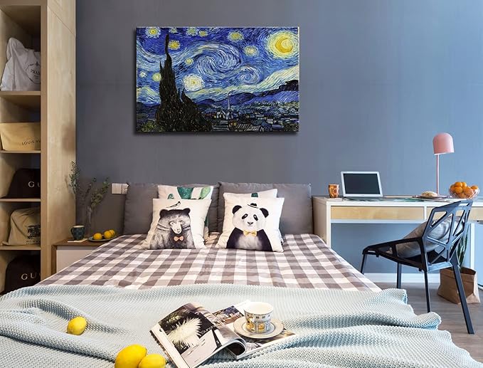 Starry Night, Vincent Van Gogh Art Reproduction, Large Giclee Canvas Prints Wall Art for Home Decor. 24"x36"