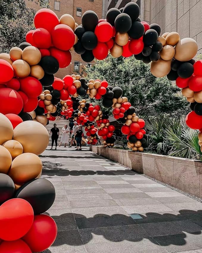 75PCS Balloon, Black, Red, and Gold (12in and 5in), Casino Theme Party Decorations, New Year, Graduation, Wedding, Birthday
