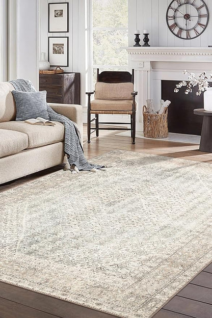 Keen Home Design 3x5 Rug - Machine Washable Entry Rug with Non-Slip Backing, Ideal for Enteryway, Kitchen, Bathroom, Laundry Room - Vintage, Easy Clean, Durable, Low Pile Rug - (3' x 5')