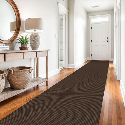 EARTHALL Runner Rug 3x14 Ft Washable Runners for Hallways Extra Long Woven Non Slip Entryway Runner Braided Kitchen Runner Indoor Outdoor Carpet Runners for Stair, Hall, Foyers, Brown
