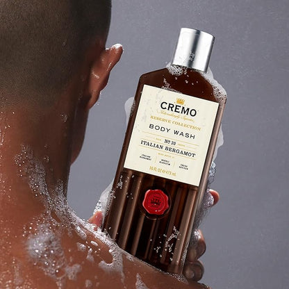 Cremo Body Wash Men, Notes of Italian Bergamot, Neroli Blossom, and Fresh Vetiver, Rich-Lathering Italian Bergamot, 16 Fl Oz