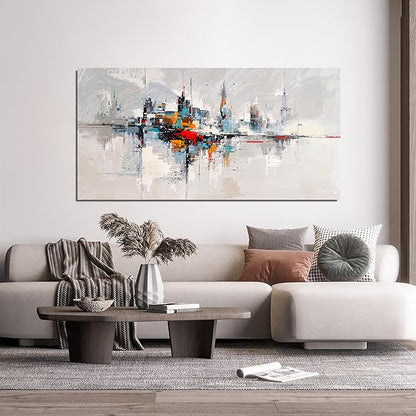 Large Abstract Wall Art Decor Wall Art Pictures for Living Room Abstract Canvas Art Wall Decor Modern Colorful Wall Art Prints Contemporary City Wall Art Decorations Bedroom Office Home Decor 24" X 48"