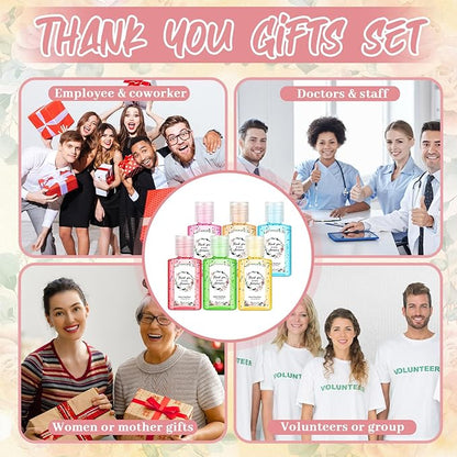 Frienda 24 Set Thank You Hand Sanitizer Gift Set Appreciation Mini Travel Size Hand Sanitizers Bulk Appreciation Gift with Bag for Coworker Team Teacher Nurse Christmas Homeless Care Package Supplies