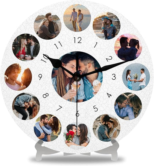 Personalized Wall Clock with Picture, Custom Photo Clocks Gift for Christmas Valentine's, Birthday, Wedding, Living Room, Kitchen Bathroom, Bedroom, Home Decor Gift for Couples Family